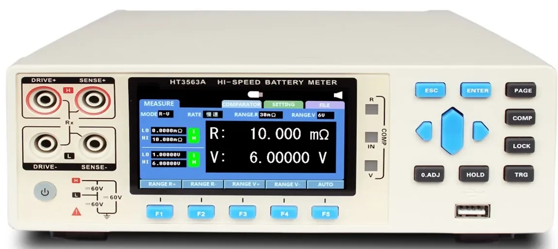 HT3563A precision battery tester front panel display