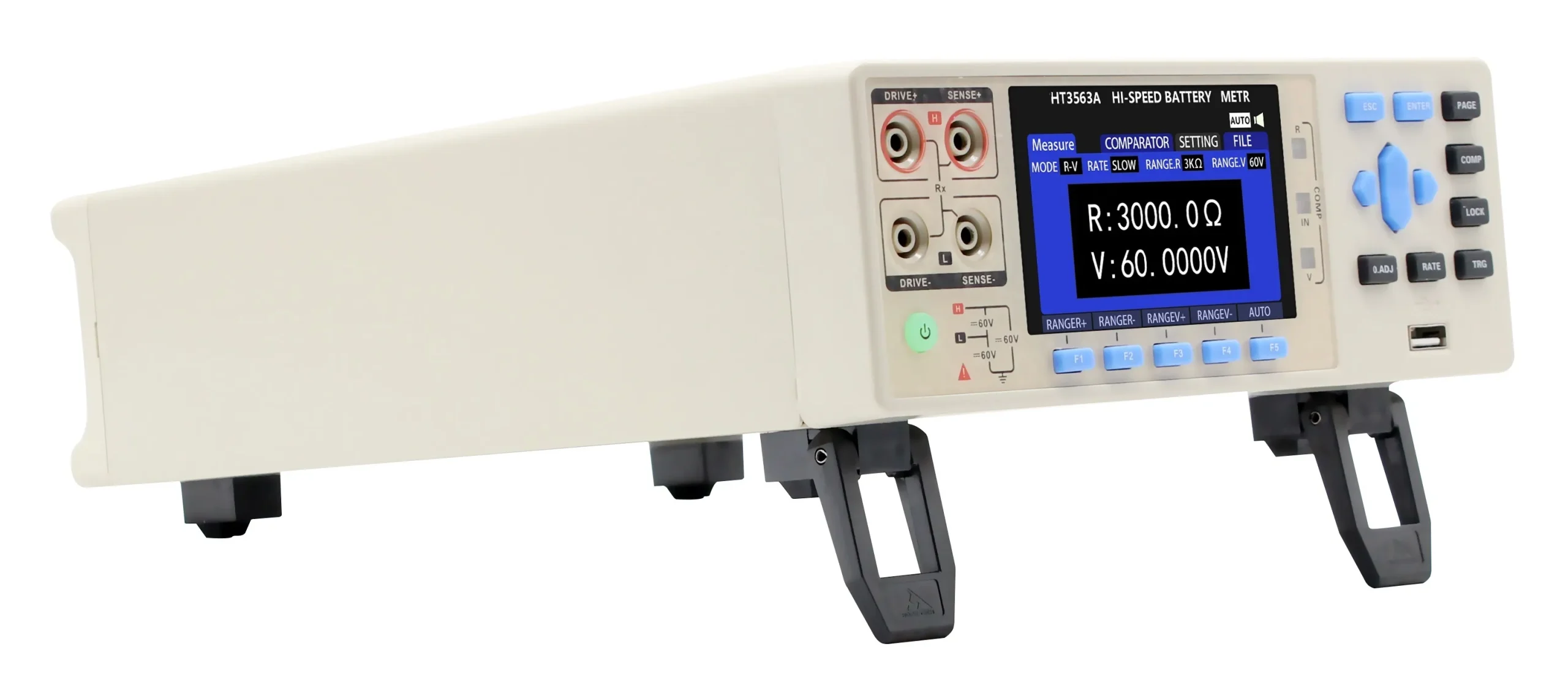HT3563A precision battery tester angled view
